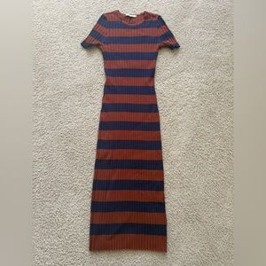 Madewell Navy and Rust Ribbed Knit Dress